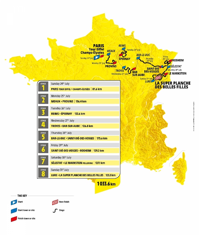 Mapa Tour de Francia femenino - Foto: ASO